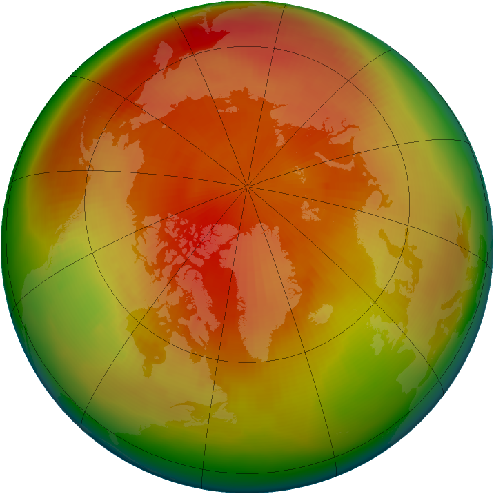Arctic ozone map for April 1980